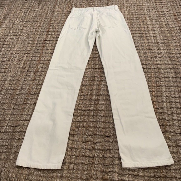 Zara Button Fly High Rise Straight Jeans Womens Sz 2 Beige Natural Denim Size 2 - Picture 3 of 8